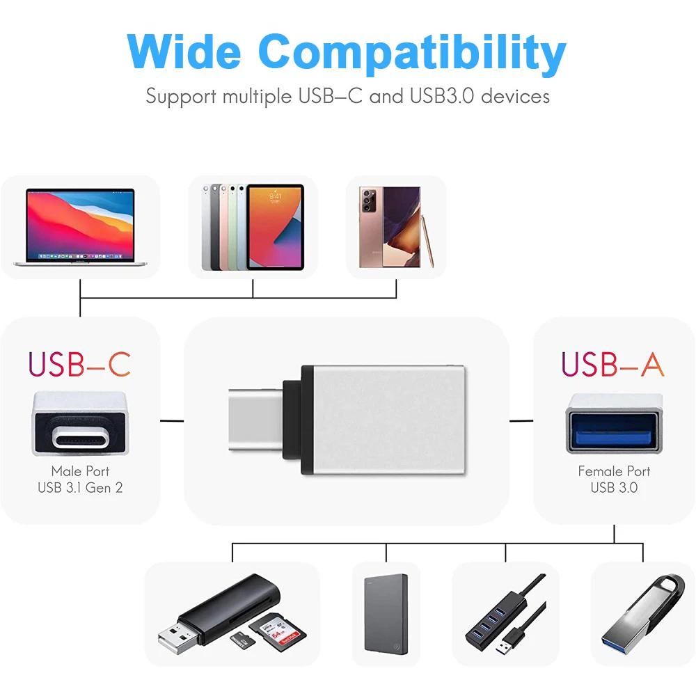 Адаптер Untoom USB C OTG адаптер 3 0 на Type для Xiaomi Huawei алюминиевый сплав Type-C