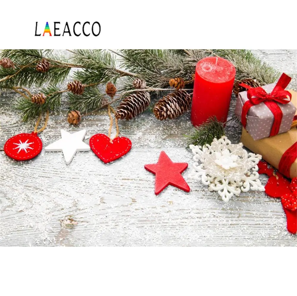 Laeacco Рождественские фоны сосна подарок шар детские игрушки конфеты бар деревянная доска Портрет фон фотосессия Фотостудия