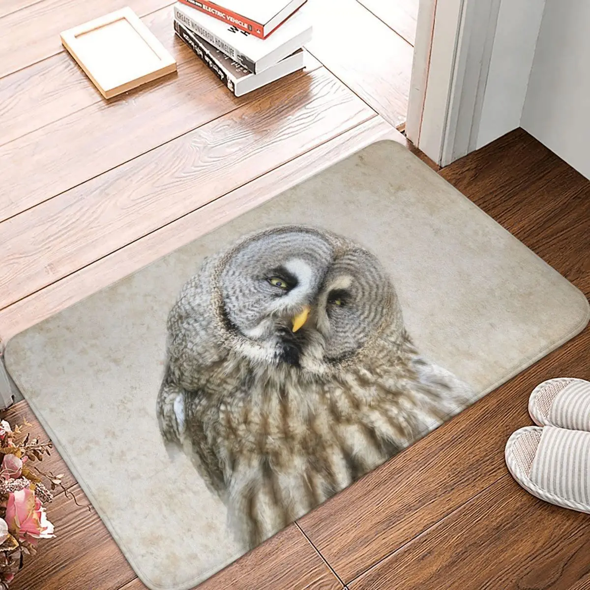 Придверный коврик Сова ковер из полиэстера противоскользящий для украшения пола