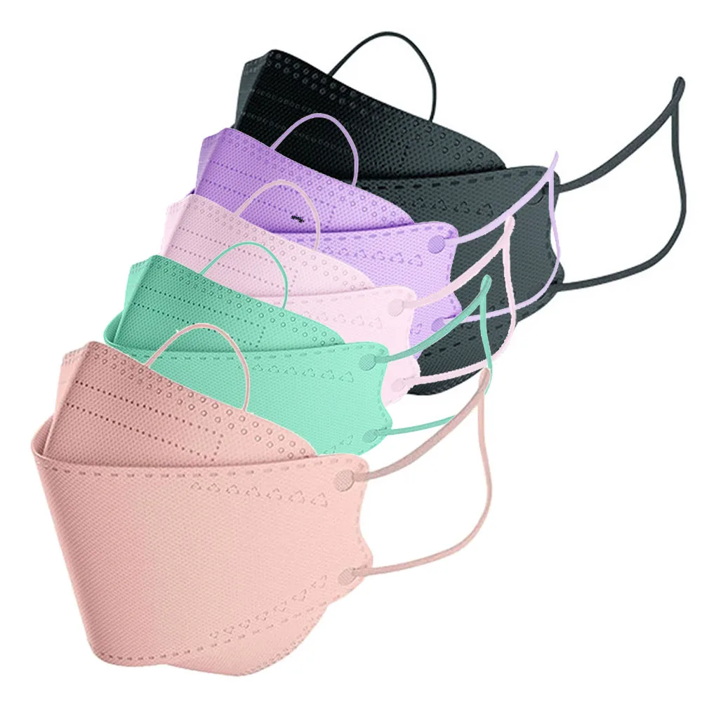 Маски одноразовые однотонные для взрослых модные объемные 4 слоя 50 шт. |