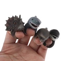 realistic wild animals figure rings learning party favors toys for boys girls kids toddlers forest cute dinosaur dolphin ring