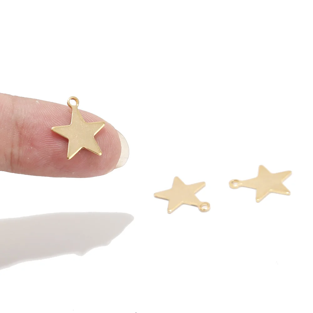 2 12mm Gold tone Stainless Steel Charms Pendants Star Crafting DIY Necklace Bracelet For Jewelry Making  - buy with discount