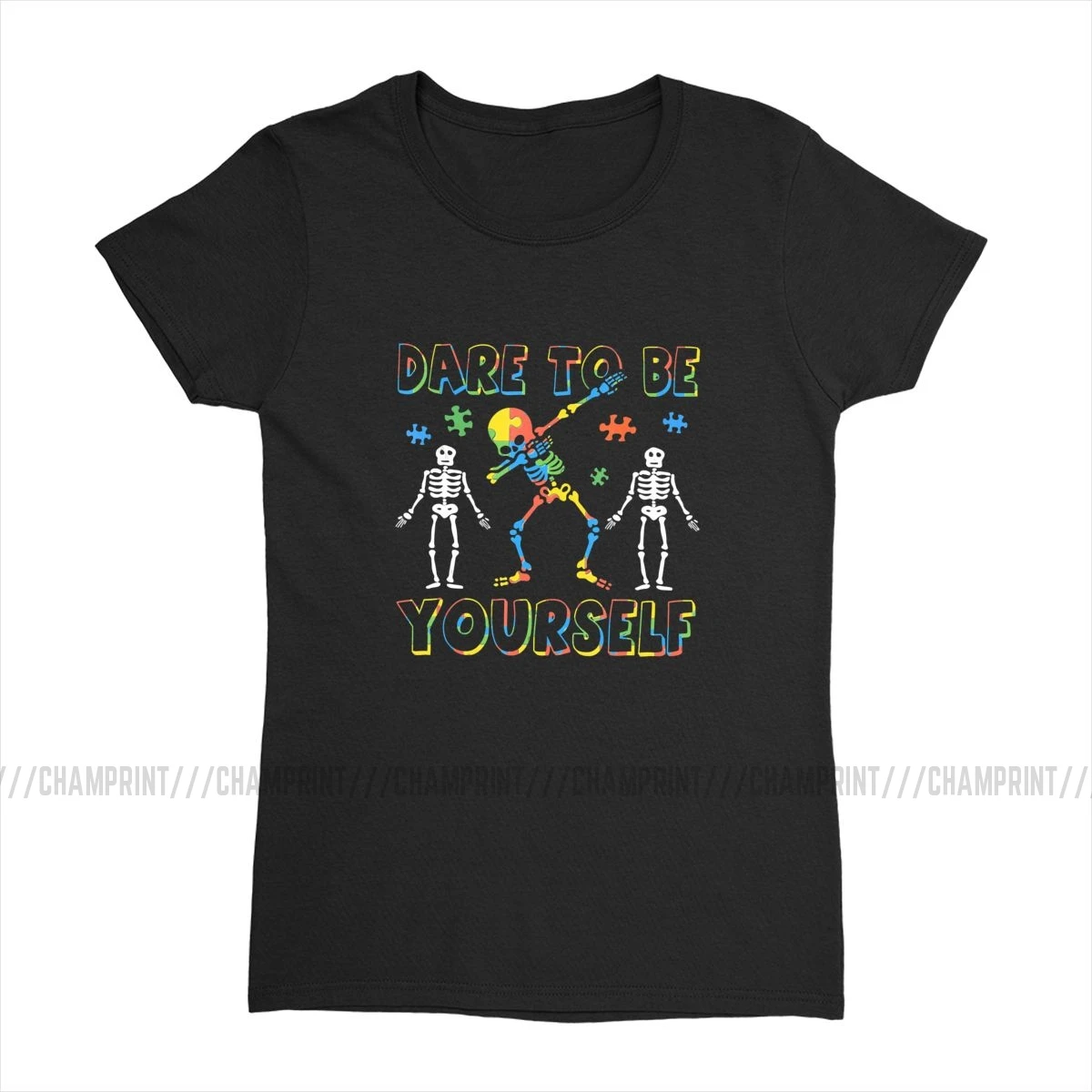 Женские футболки Sleketon Dabbing Autism Awareness Dare To Be Yourself с аутистическим принтом женские в