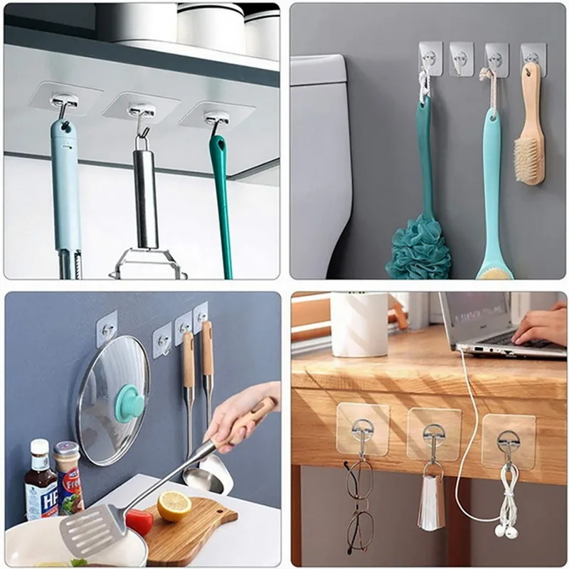 

20Pcs Waterproof Strong Self Adhesive Door Wall Hangers Hooks Suction Heavy Load Rack Cup Sucker for Kitchen Bathroom
