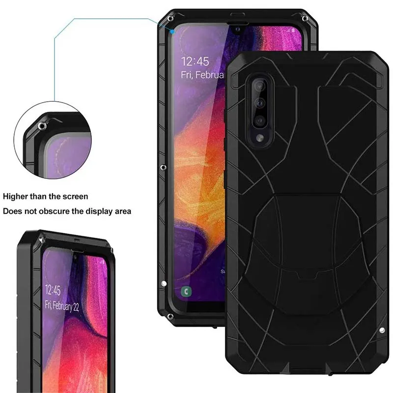 

Case for Samsung Galaxy A50 Armor Aluminum Alloy Metal Cover Silicone Bumper Military Shockproof Heavy Duty Cases for Galaxy A50