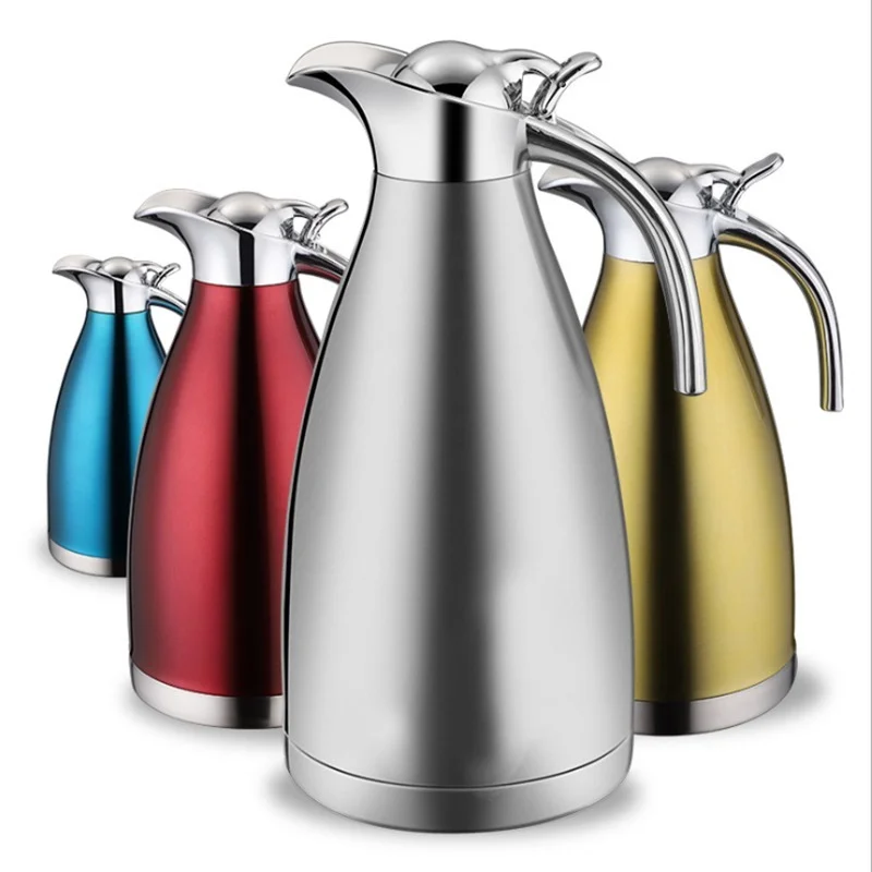4 Color 1.5L 2L Vacuum Insulation Double Wall Stainless Steel Coffee Pot Milk Tea Jug Water Carafe Flask Thermal Thermos Bottles