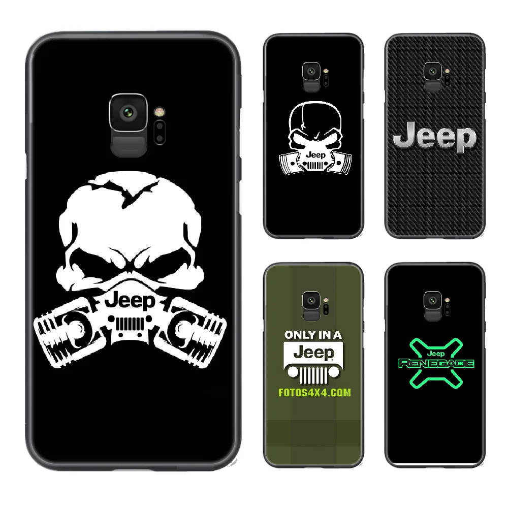 Автомобильный чехол для телефона Jeep Samsung Galaxy S 6 7 8 9 10 e 20 edge uitra Note plus Черная задняя