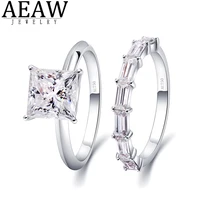 AEAW Real 2 Carats Moissanite Bridal Rings set Top Quality 100% 925 Sterling Silver Engagement Wedding Party Fine Jewelry Gifts