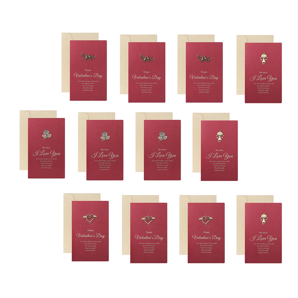 

12Pcs Valentine's Day Blessing Cards Greeting Cards with Envelope Random Pattern