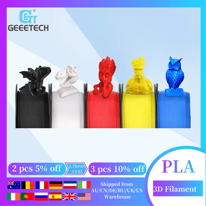 GEEETECH 1 кг PLA нить для 3D принтера 75 мм шелковая Мути цвет принтер белый красный