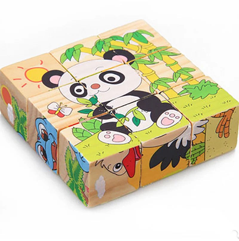 1 Набор девять пазлов шестигранные 3D пазлы кубики лоток деревянные игрушки для