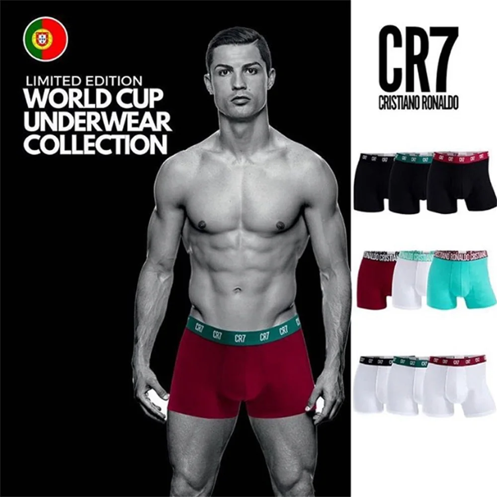 Известный бренд Cristiano Ronaldo CR7, 6 шт., мужские боксеры, шорты, нижнее белье, хлопковые боксеры, сексуальные трусы, качественные мужские трусы