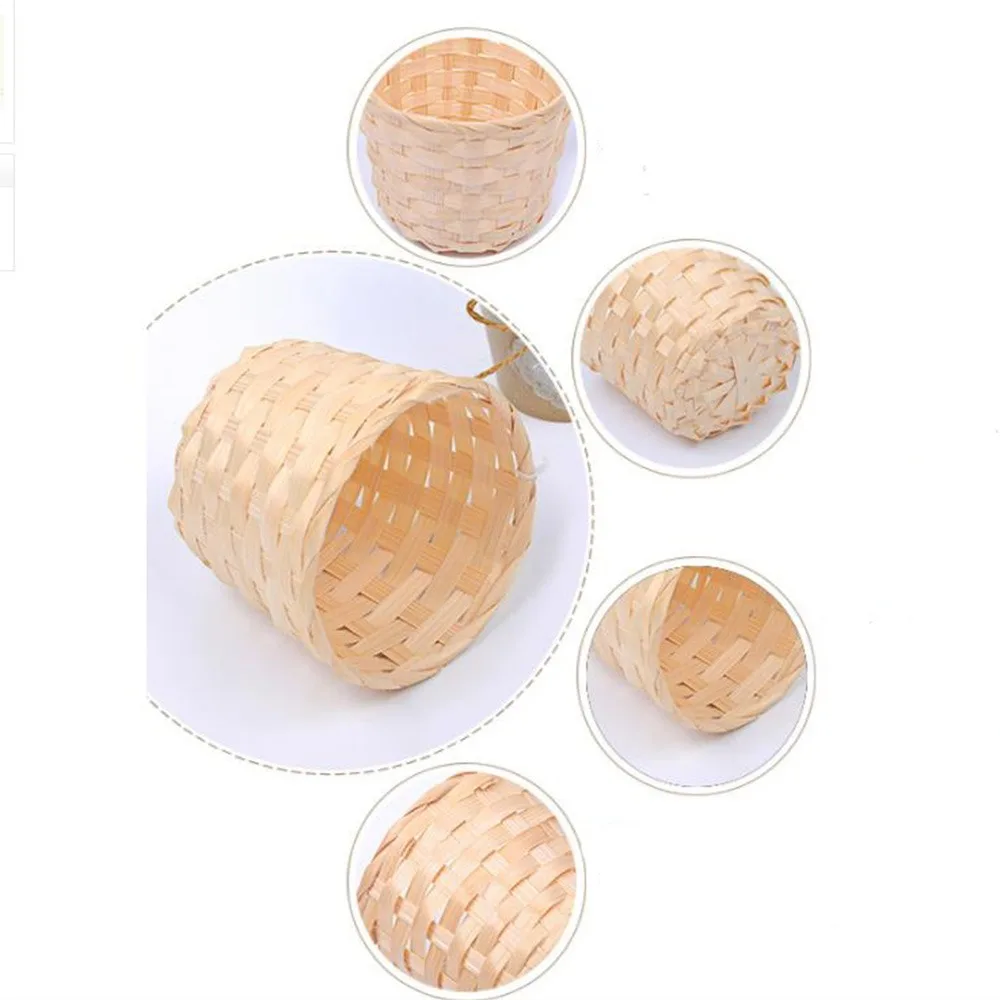 Бамбуковая корзина маленькая настольная для хранения мусора стандартная