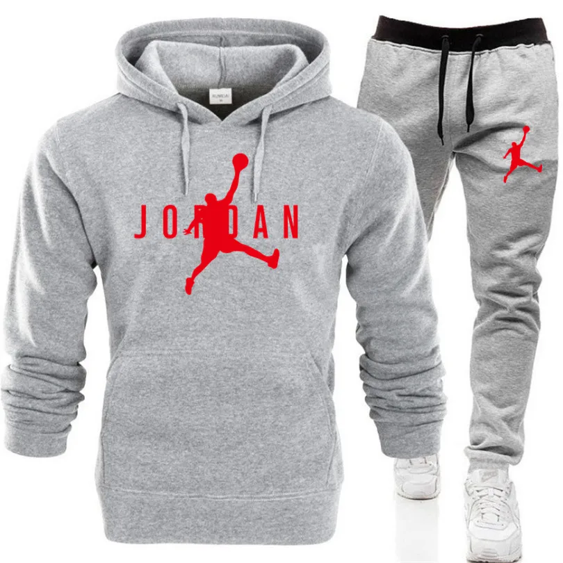

2021 winter brand sportswear men's suit long-sleeved pullover + jogging pants 2-piece fitness running clothes sportswear men