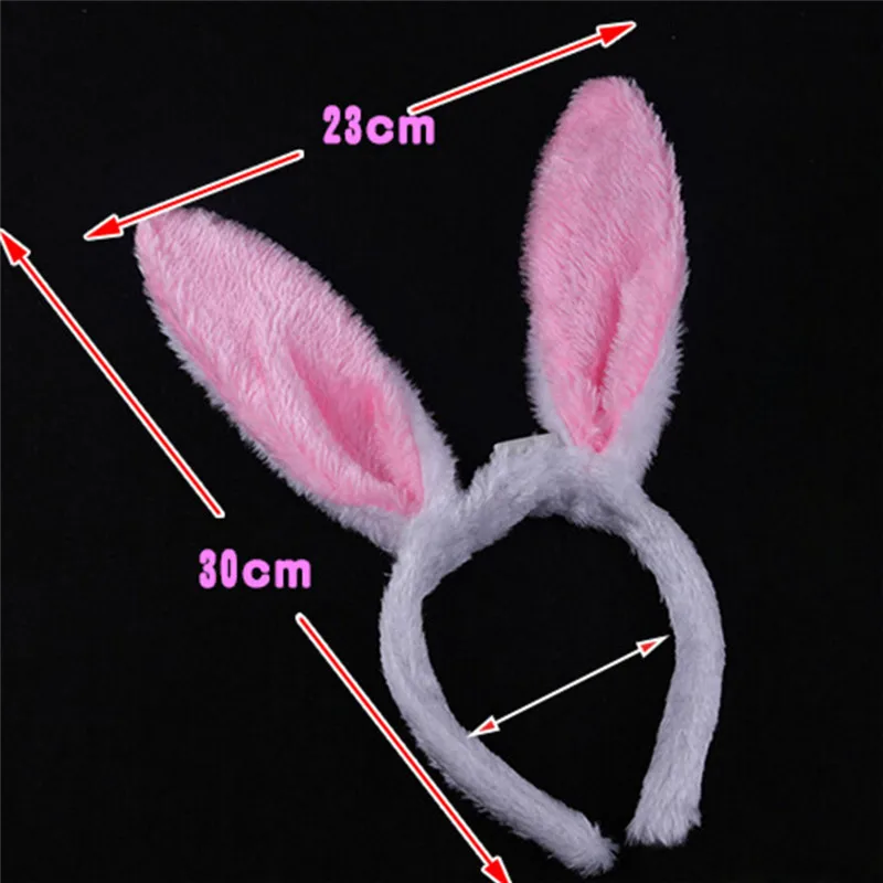 1pc Cute Light Flashing LED Plush Fluffy Bunny Rabbit Ears Headband Tail Tie Costume Dress Up Cosplay Girls Party Supplies |