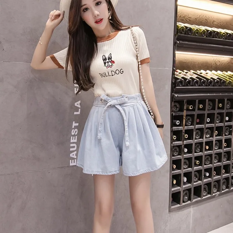 Уличная одежда широкие штанины короткие для женщин корейский стиль модные