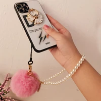 suitable for iphone 13 huawei samsung xiaomi camera hair ball lanyard bracelet type lanyard keychain fashion high end type