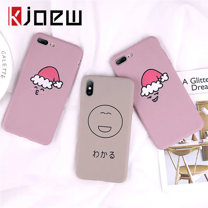 KJOEW Рождественская шапка с рисунком чехол для iPhone 7 телефона 8 6 6S Plus XR XS X Xs Max