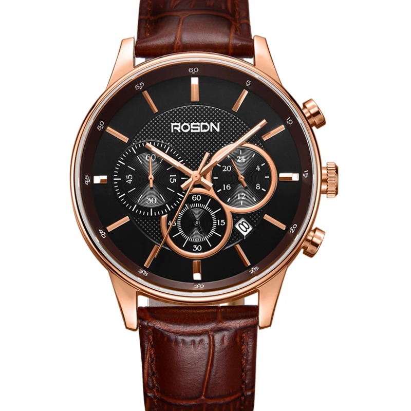 Люксовый бренд ROSDN многофункциональные мужские часы хронограф спортивные
