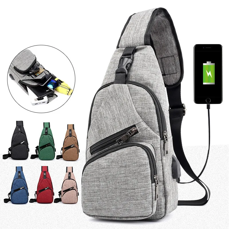 

Fashion Trendy Men Chest Pack Multifunction Anti-theft Shoulder Bag Outdoor Portable Travel USB Charging Male Crossbody Bag