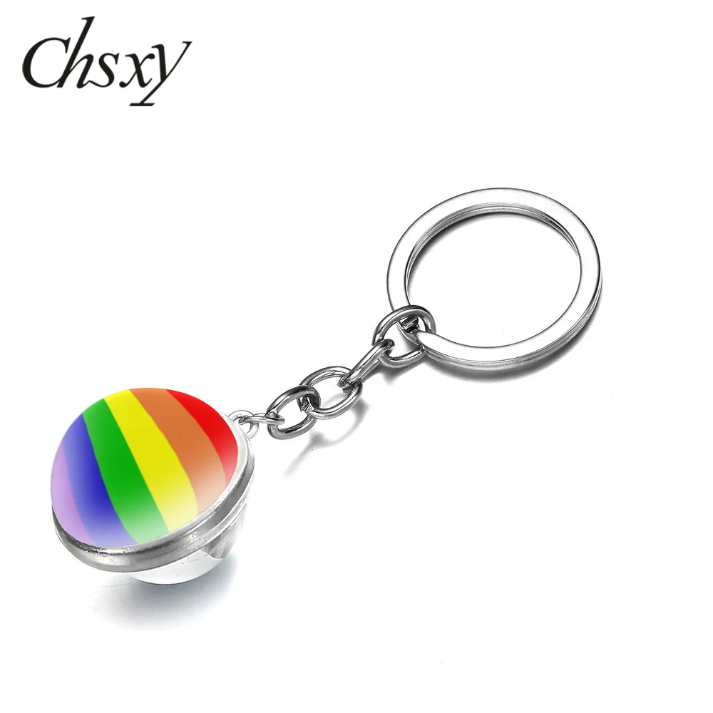 

Брелок ЛГБТ из стекла с кабошоном для геев, лесбиянок, гордость, радуга, двухсторонний шар, брелок для автомобиля, любовь, это любовь, полусфе...