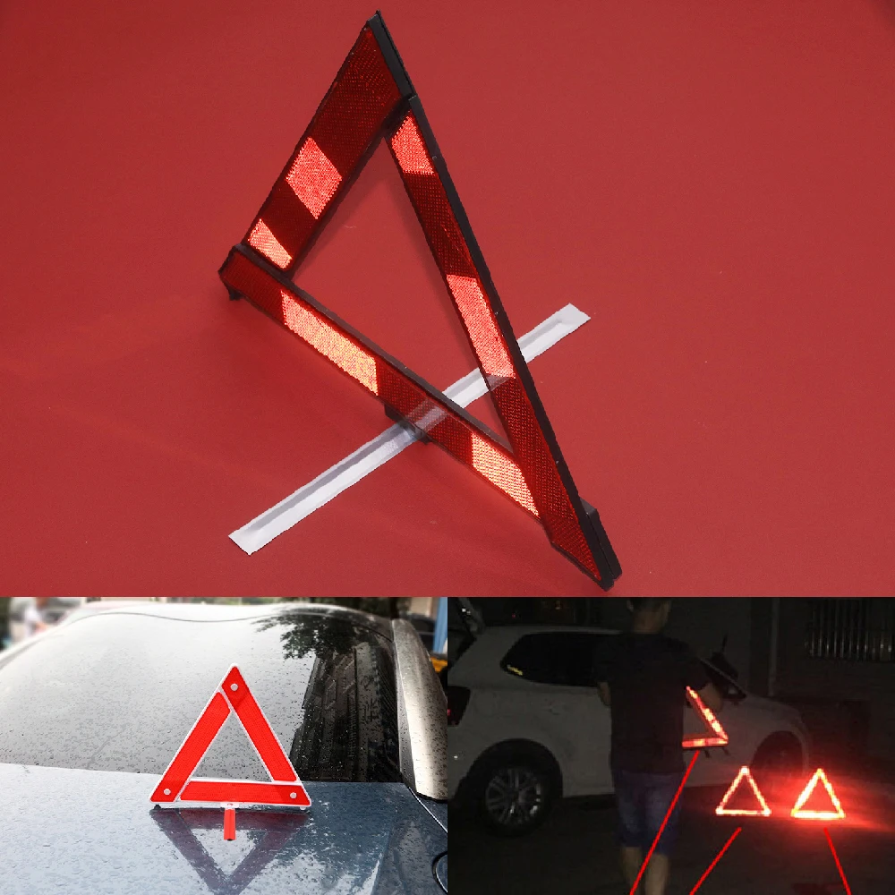 

JEAZEA Triangle Reflective Warning Sign Foldable Red Triangular Car Breakdown Emergency Reflector Foldable Reflective Portable