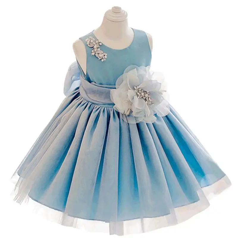 

2022 бальное платье, платье для маленьких девочек, детское платье миди с цветочным бисером и бантом, детская одежда на день рождения, свадьбу, ...
