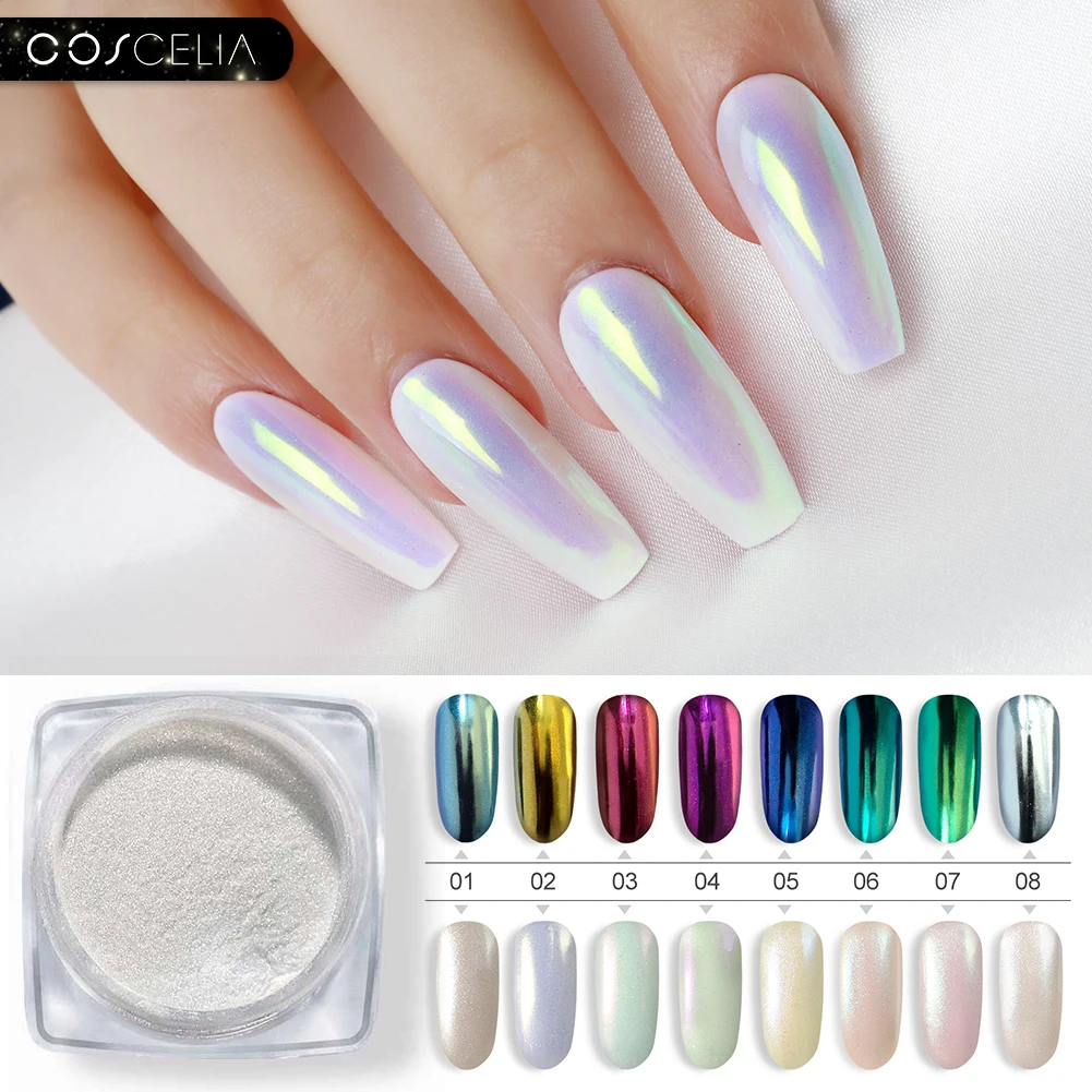 COSCELIA микро блестящий порошок зеркальный блеск голографический лазерный лак для