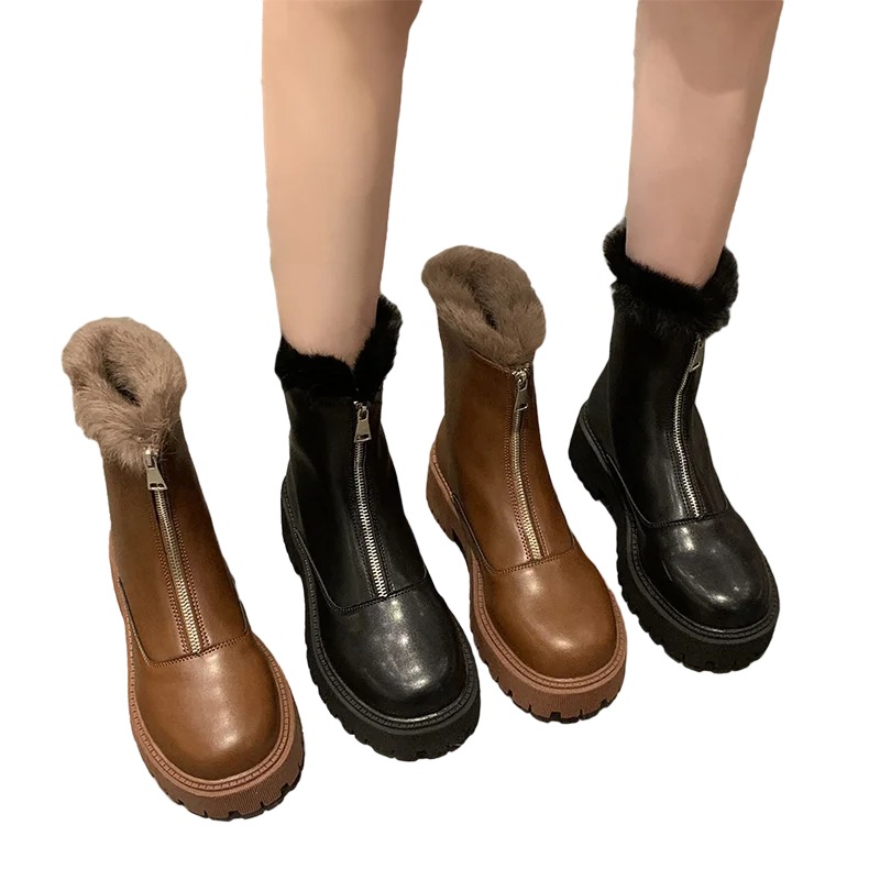 

Женские сапоги на ногу, теплые сапоги на толстой подошве, с круглым носком