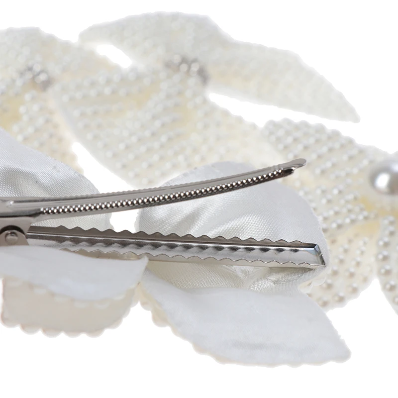 

1PC White Pearl Hair Bows With Hair Clips For Girls Hairpins Hair Accessories