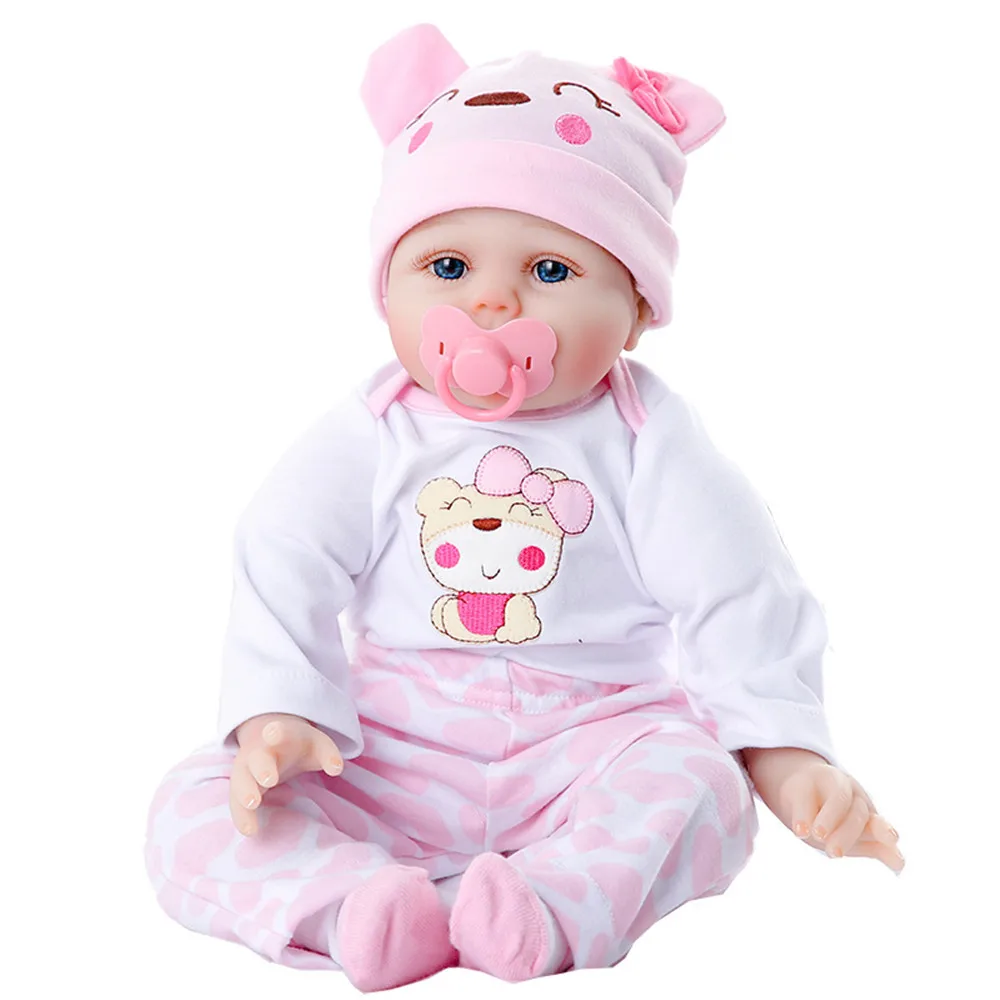 Кукла розового цвета 55 см мягкая силиконовая кукла reborn baby dolls реалистичные