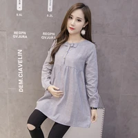 shirts for pregnant women bow spring long sleeve pregnancy tops blouses fashion striped maternity clothes casual mxxl