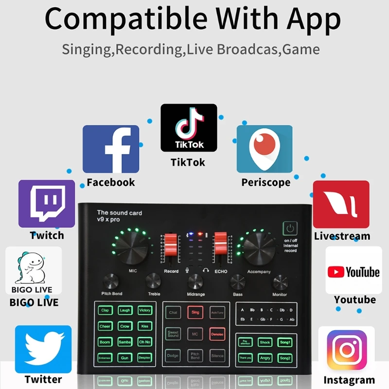 Профессиональный микшер V9X Pro звуковая плата компьютерный микрофон в реальном