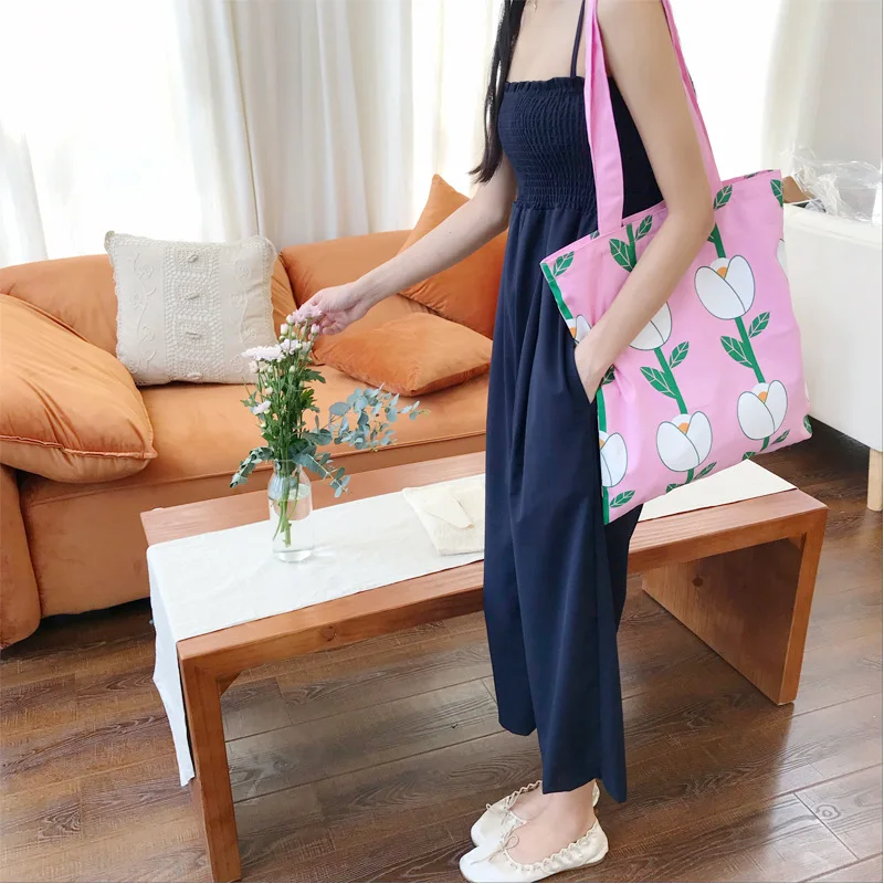 Youda японская девушка розовый цветок печати тотализатор литературные холщовые