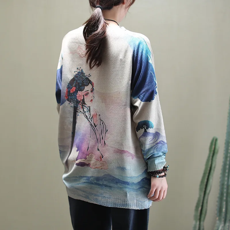 Свитер Женский вязаный Max LuLu с круглым вырезом свободный винтажный весенний 2020 |