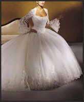 2015 vestido de noiva vintage plus size wedding dresses with long sleeve custom made