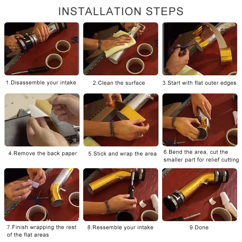 

Speedwow 15m Motorcycle Exhaust Thermal Tape Header Heat Wrap 10m Golden Aluminum Fiber Tape High Temperature Resistance Exhaust