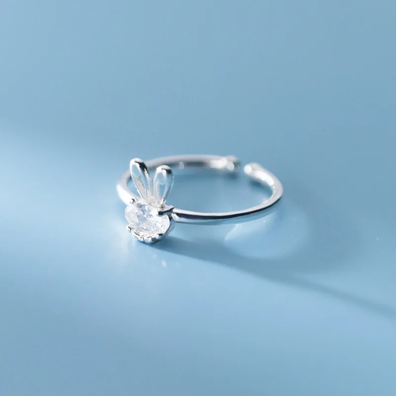 Женское регулируемое кольцо с кроличьими ушками из 100% стерлингового серебра 925