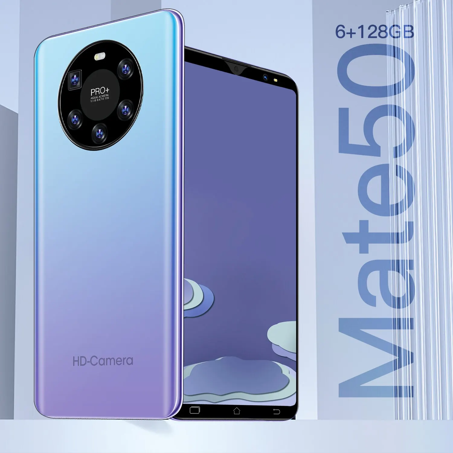 

Mate 50 Global Version 6.1 Inch 6+128GB Double Sim + Micro SD Smart Phone Andriod Fingerprint ID 4800mah Deca Core Cell Phone