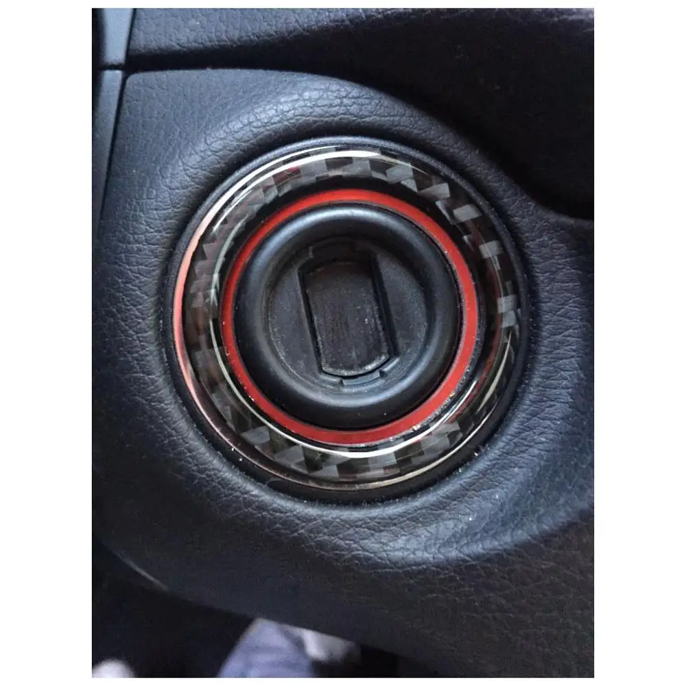 Украшение на кнопки запуска двигателя автомобиля кольцо из углеродного волокна