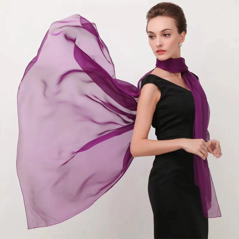 

100% Real Silk Hijab Long Scarf Beach 180*90 cm Scarves Beige White Black Burgundy Rose Red Purple Green Yellow Orange Blue Cape