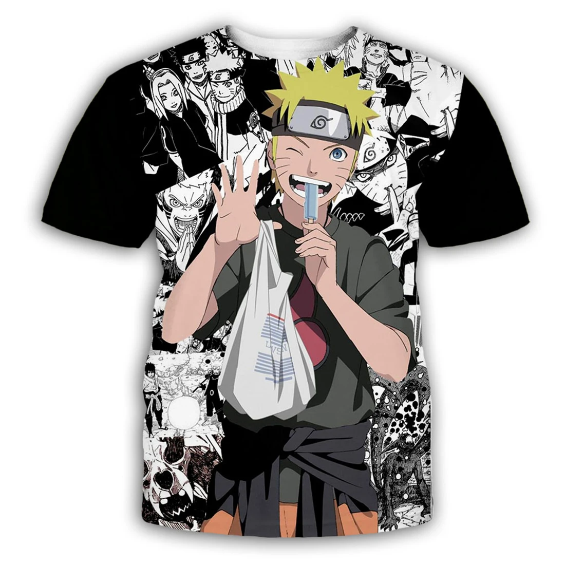 

ATSUNSET Casual Uzumaki Anime Print Hoodee T-Shirt Men Harajuku Streetwear Style Hoodee T-Shirt Cotton Pullover Summer Tees