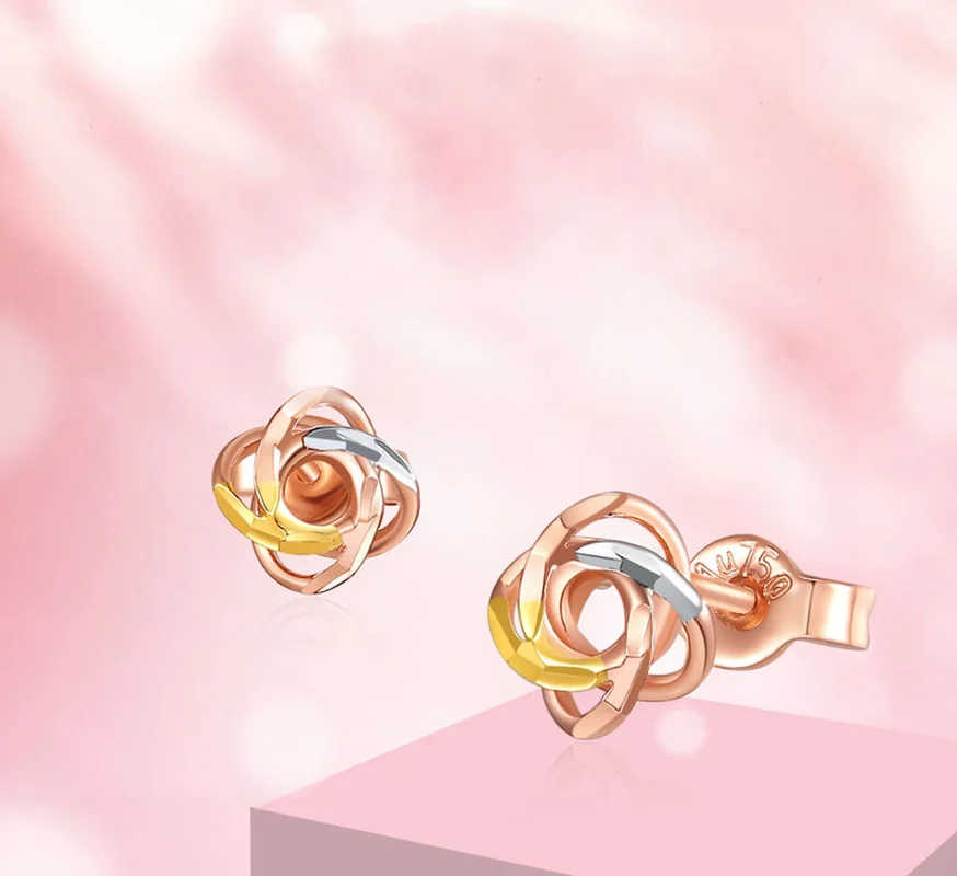 Серьги-гвоздики для пирсинга в форме цветка золотого цвета 18 карат Женщины