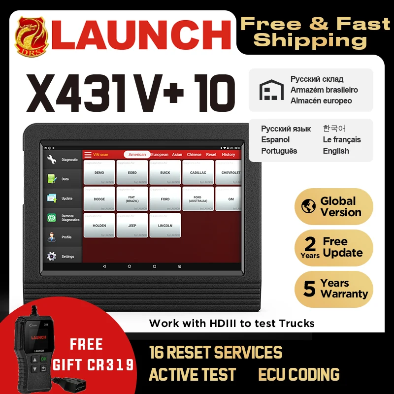 Запустите LAUNCH X431 V плюс 1" X 431 V+ сканер для диагностики авто автомобильный OBD2 диагностика обд сканер для авто PK X431 PRO3