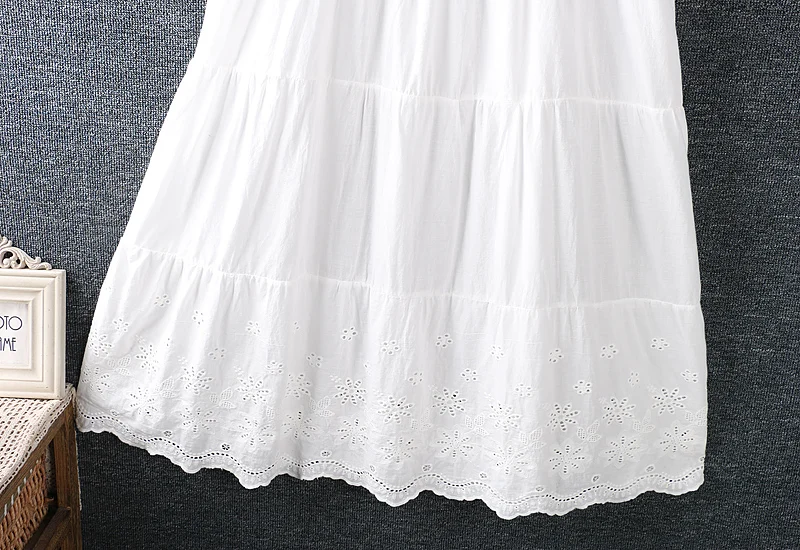 

2021 New Spring Summer Women Dress Literary Embroidery Loose Cotton linen Black White Sling Dress