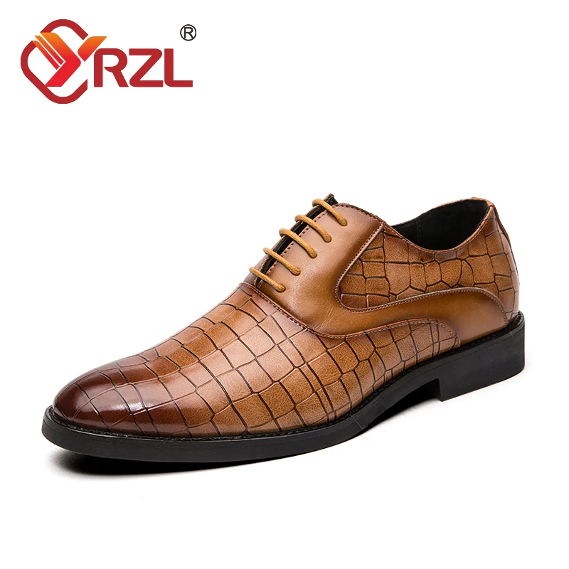 YRZL Leather Shoes Men Luxury Brand 2021 Men Leather Shoes Office Business Casual Slip on Formal Mens leather Shoes Male Shoes