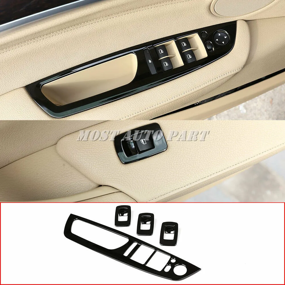 

ABS Plastic Glossy Black Interior Window Lift Butoon Frame Trim For BMW X5 E70 X6 E71 2008-2013 4pcs LHD Car Decoration Car Trim