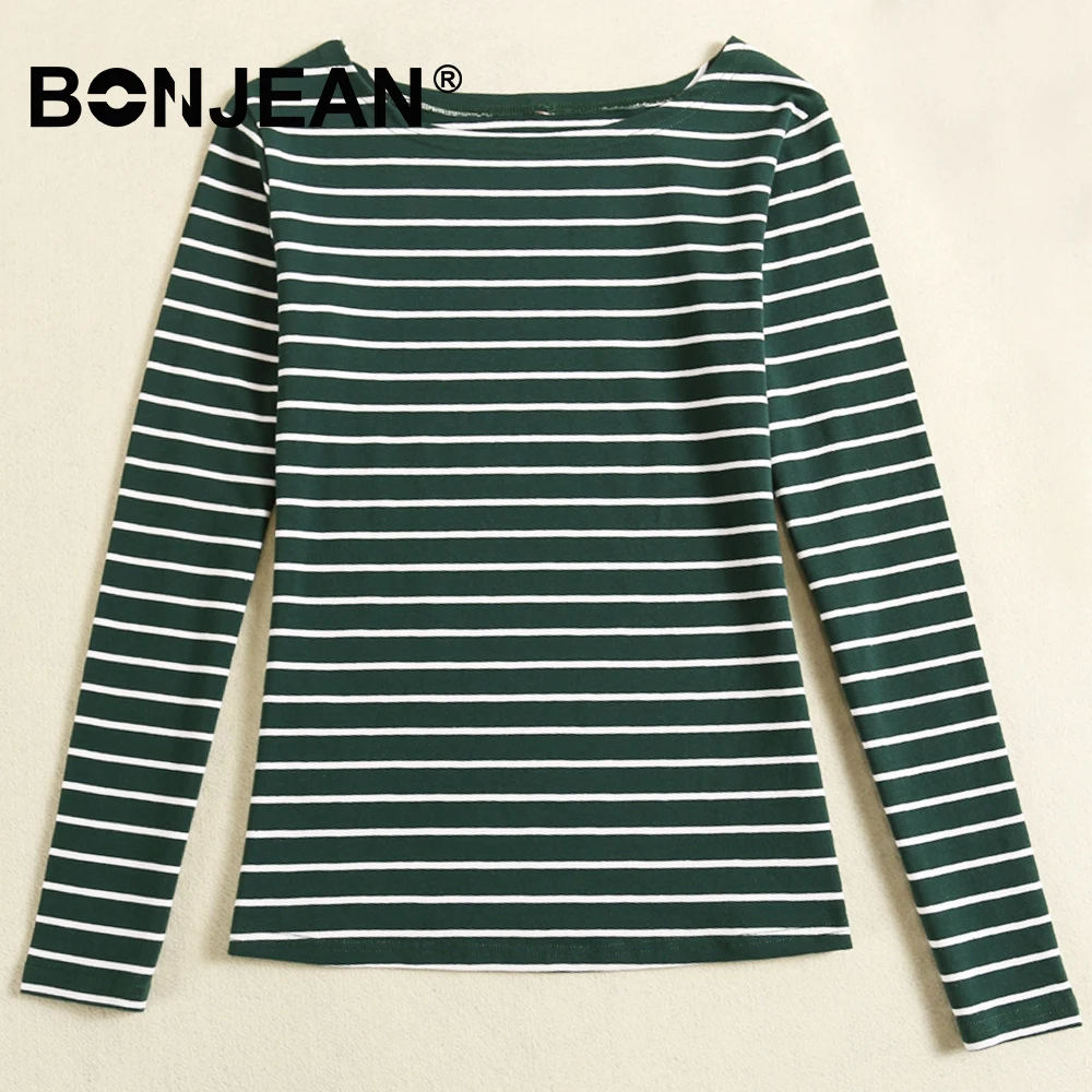 Cotton T Shirt 5XL Plus Size Long Sleeve Top Striped Harajuku Korean Style Women Basic Tshirt White Black Tees Z111 | Женская одежда