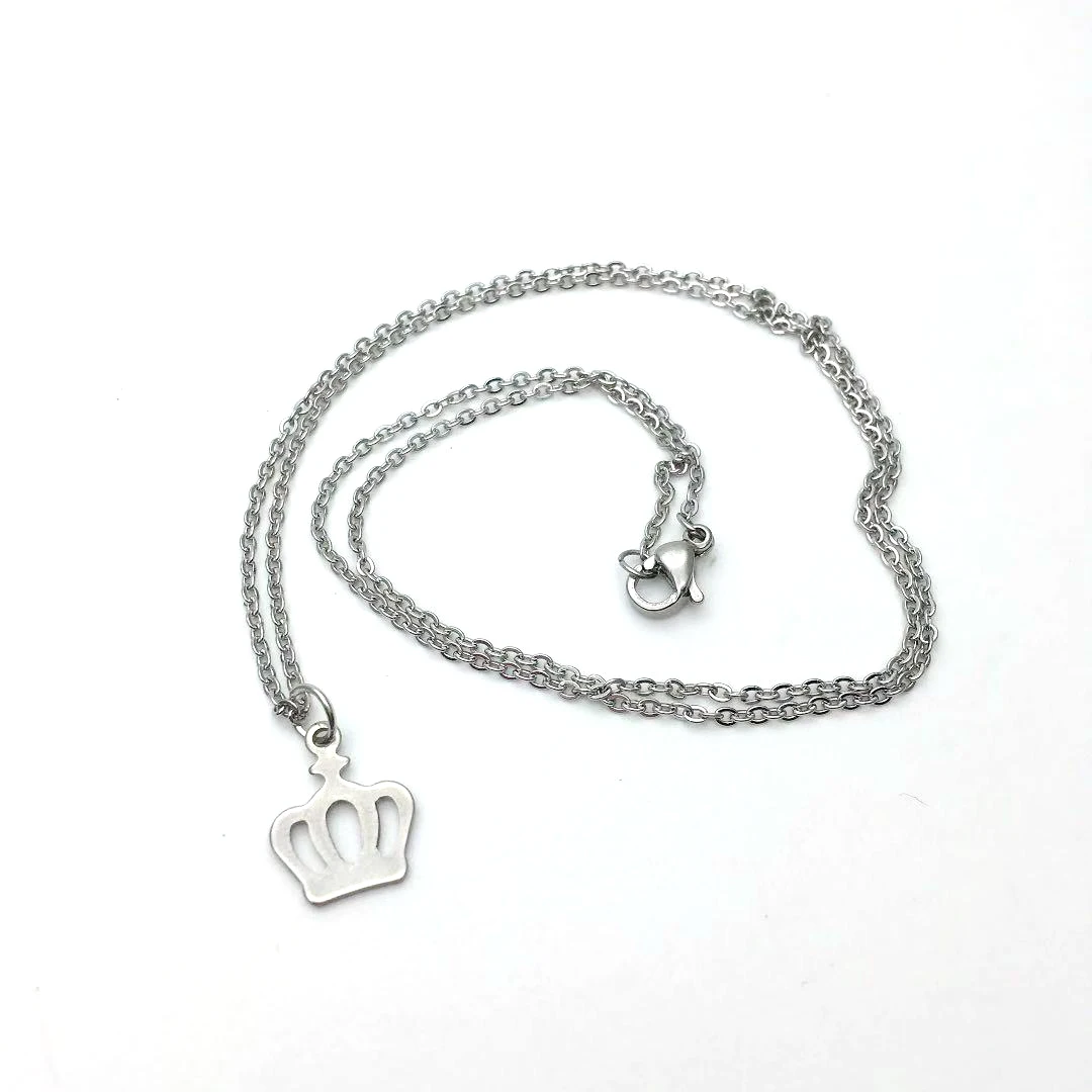 Модные женские цепочки из нержавеющей стали ожерелье с подвеской в виде короны