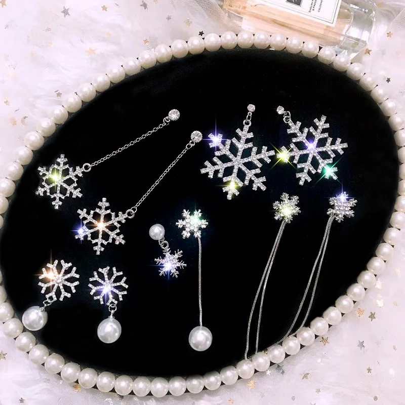 Мода Снежинка длинные серьги с кисточками для женщин искусственный жемчуг
